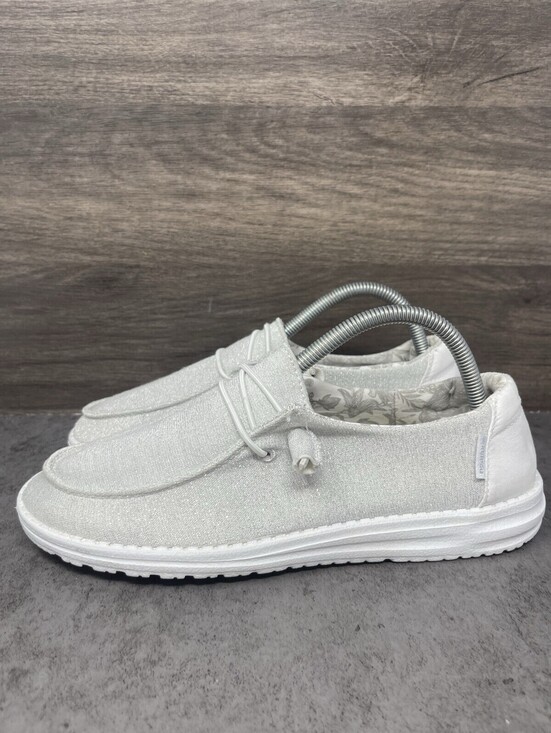 Hey Dude Shoes - Hey Dude Wendy Sparkling White Shoes Womens Size 9 Slip On Comfort